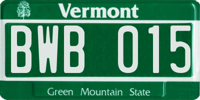 VT license plate BWB015