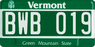 VT license plate BWB019