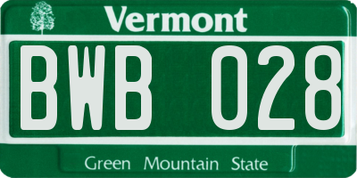 VT license plate BWB028