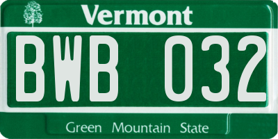 VT license plate BWB032