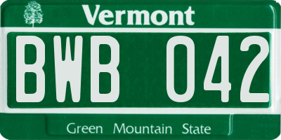 VT license plate BWB042
