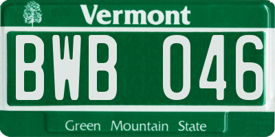 VT license plate BWB046