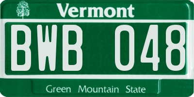 VT license plate BWB048