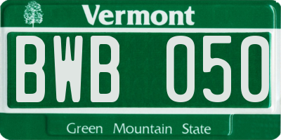 VT license plate BWB050