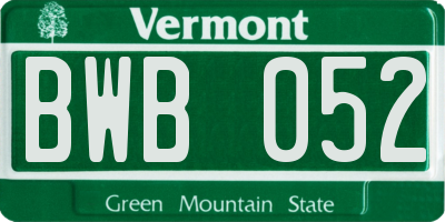 VT license plate BWB052