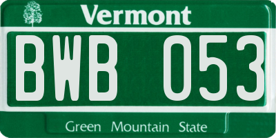 VT license plate BWB053