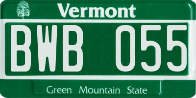 VT license plate BWB055