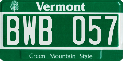 VT license plate BWB057