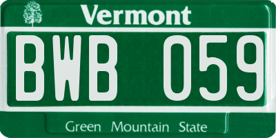 VT license plate BWB059
