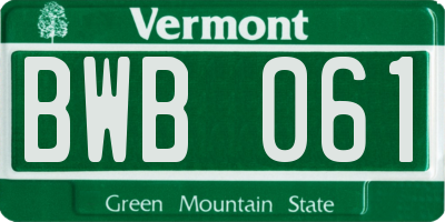 VT license plate BWB061