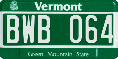VT license plate BWB064