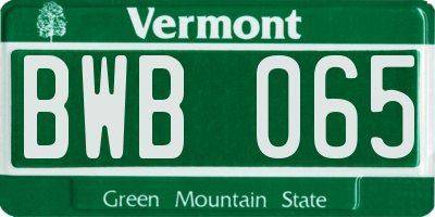 VT license plate BWB065