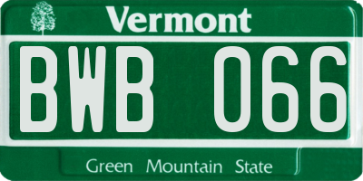 VT license plate BWB066
