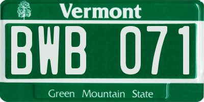 VT license plate BWB071