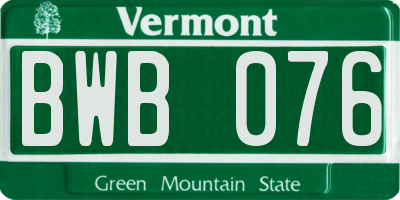 VT license plate BWB076