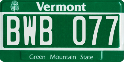 VT license plate BWB077