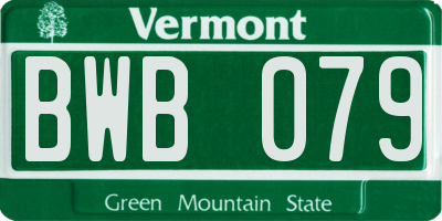 VT license plate BWB079