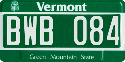 VT license plate BWB084