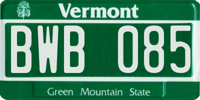 VT license plate BWB085