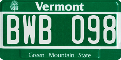 VT license plate BWB098