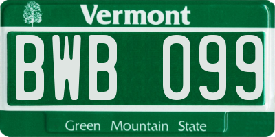 VT license plate BWB099