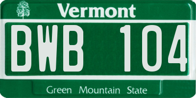 VT license plate BWB104