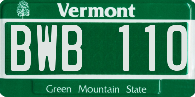 VT license plate BWB110