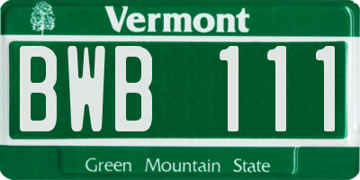 VT license plate BWB111