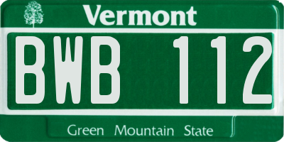 VT license plate BWB112