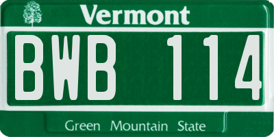 VT license plate BWB114