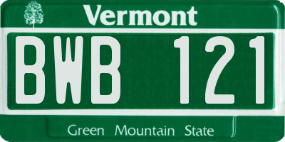 VT license plate BWB121