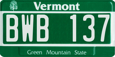 VT license plate BWB137