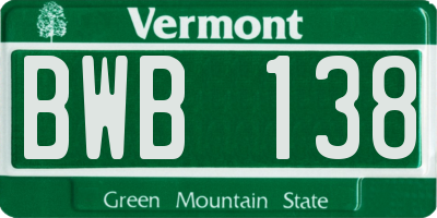 VT license plate BWB138