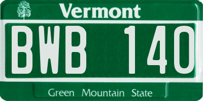 VT license plate BWB140
