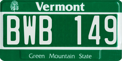 VT license plate BWB149