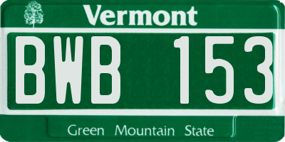 VT license plate BWB153
