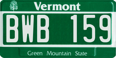 VT license plate BWB159