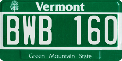VT license plate BWB160
