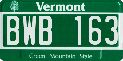 VT license plate BWB163