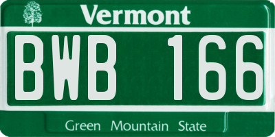 VT license plate BWB166