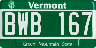 VT license plate BWB167
