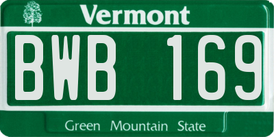 VT license plate BWB169