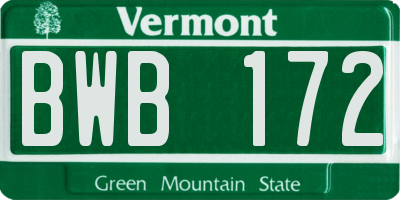 VT license plate BWB172