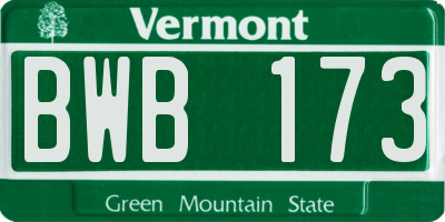 VT license plate BWB173