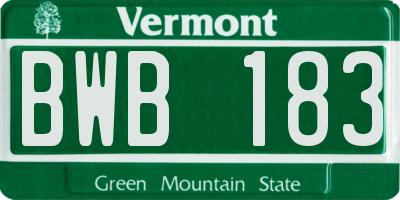 VT license plate BWB183