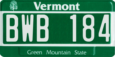 VT license plate BWB184