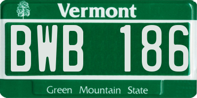 VT license plate BWB186