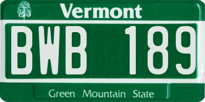VT license plate BWB189