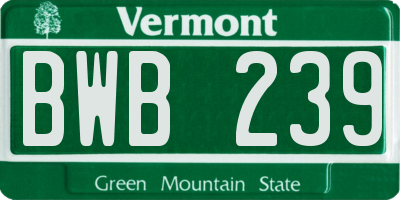 VT license plate BWB239