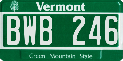 VT license plate BWB246